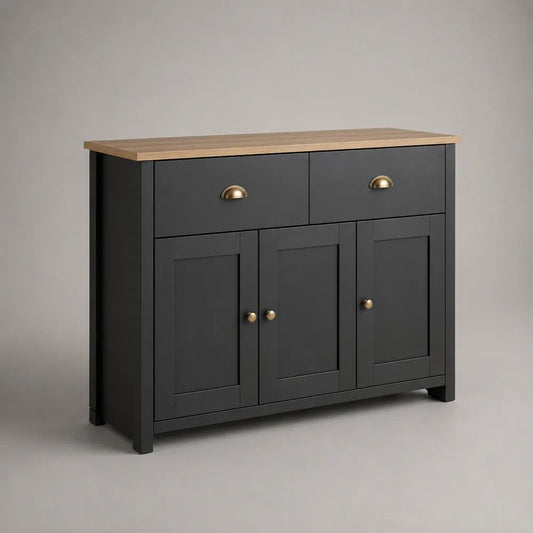 Sideboard-Kommode aus MDF und Spanplatte, Anthrazit/Eichefarben, 120 × 40 × 90 cm